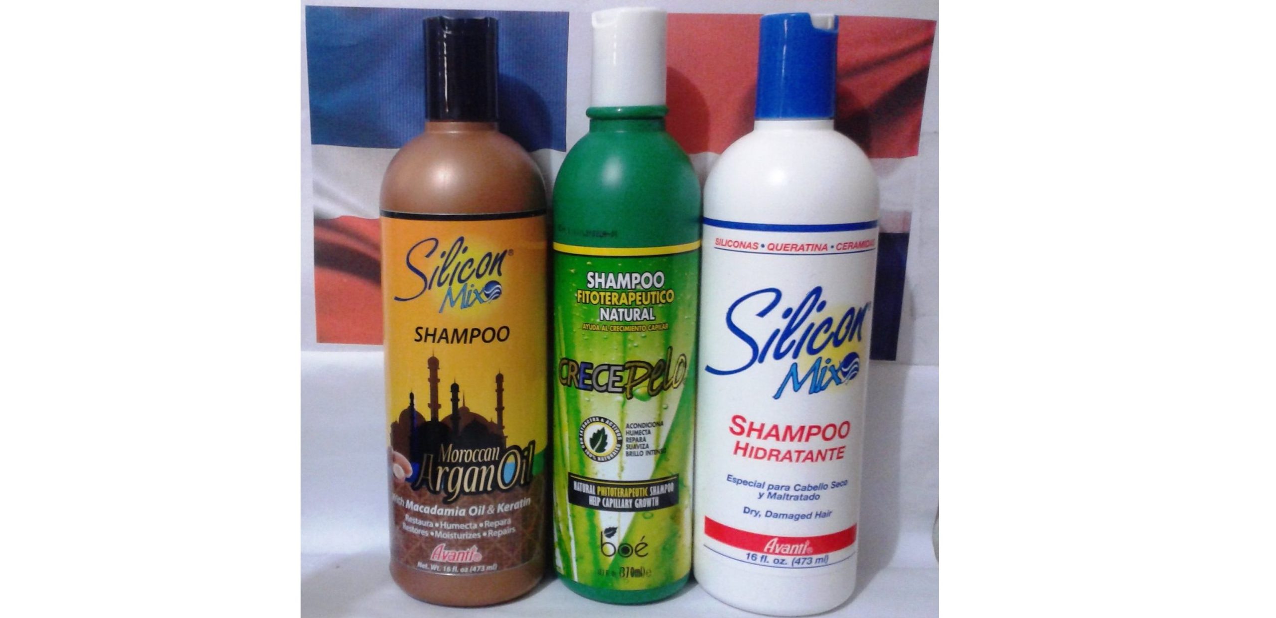 3 UNITS SILICON MIX + CRECE PELO + ARGAN  OIL SHAMPOO 16 OZ