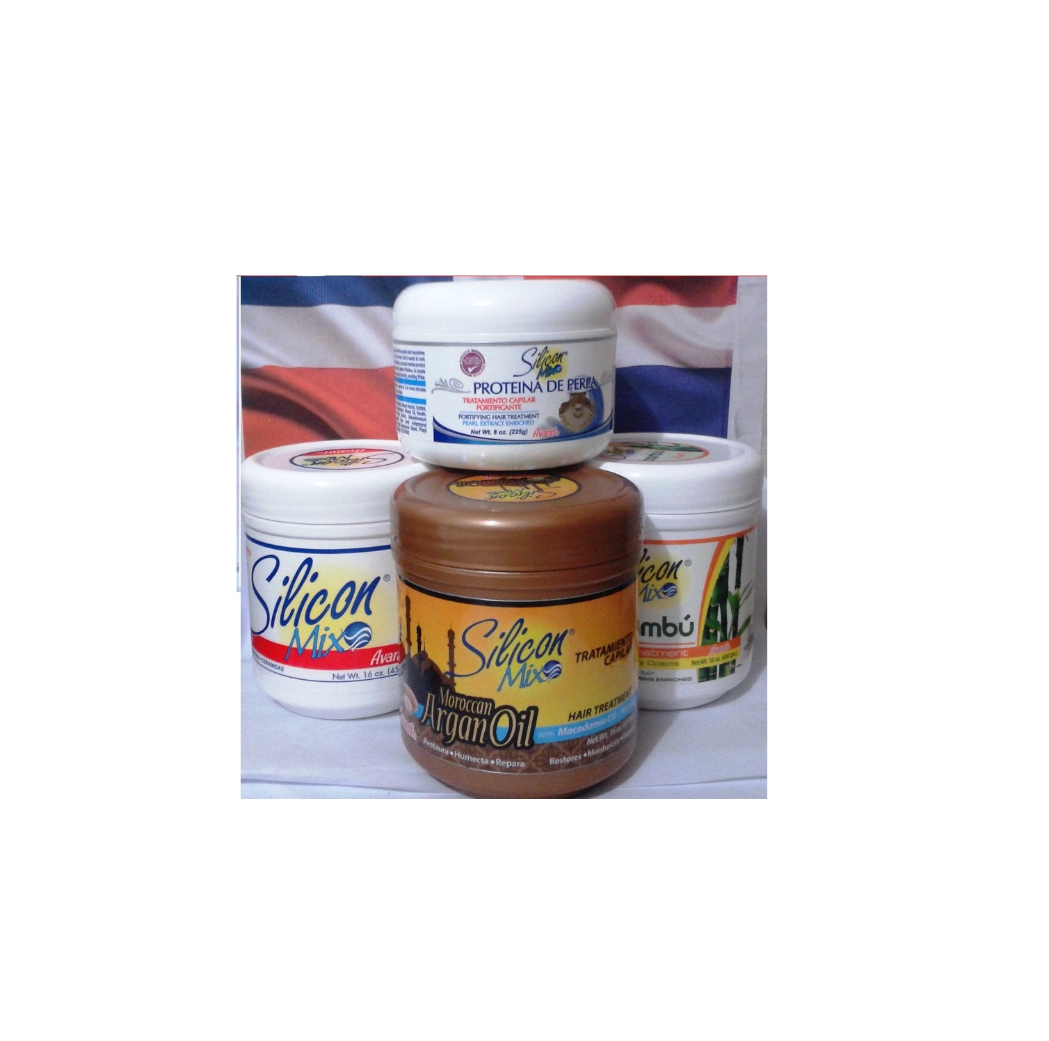 3 Units Silicon Mix + Bambu + Argan Oil Hair Treatment 16 oz + Perla 8 oz Combo