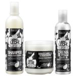 LIGAO DE LECHE BOE COMBO SHAMPOO HAIR TREATMENT LEAVEIN GOAT BARLEY SILK MILK