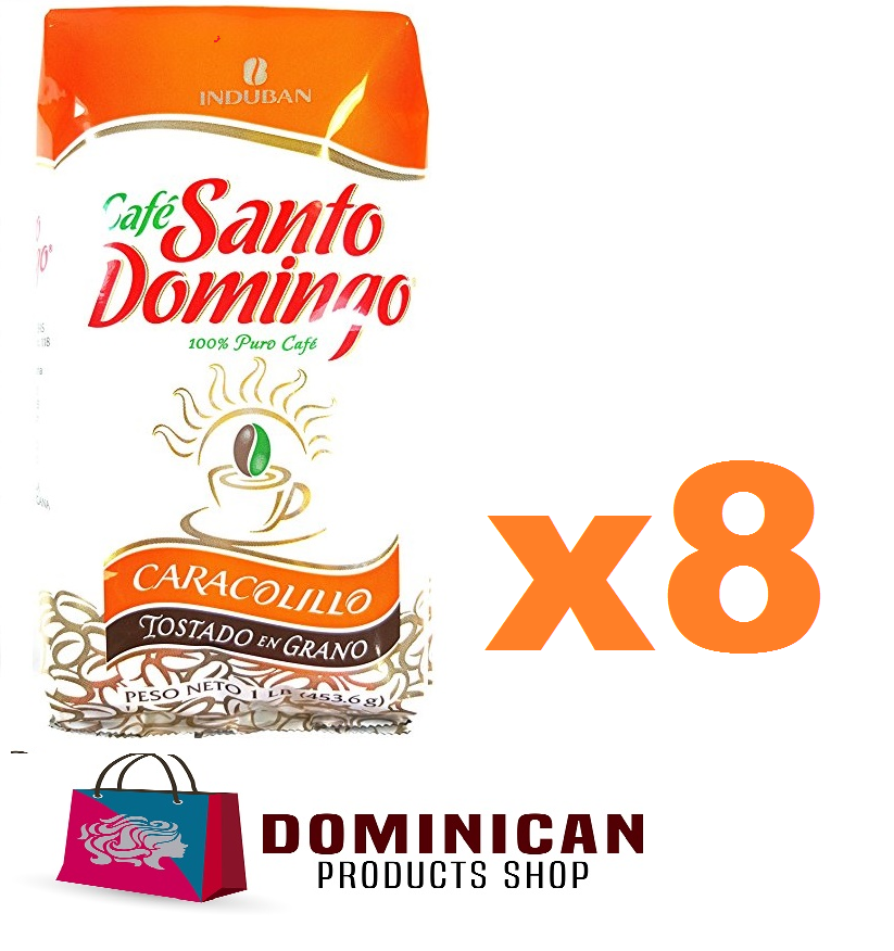 8 pound CAFE Santo Domingo CARACOLILLO roasted whole bean coffee 100%  EUROPE
