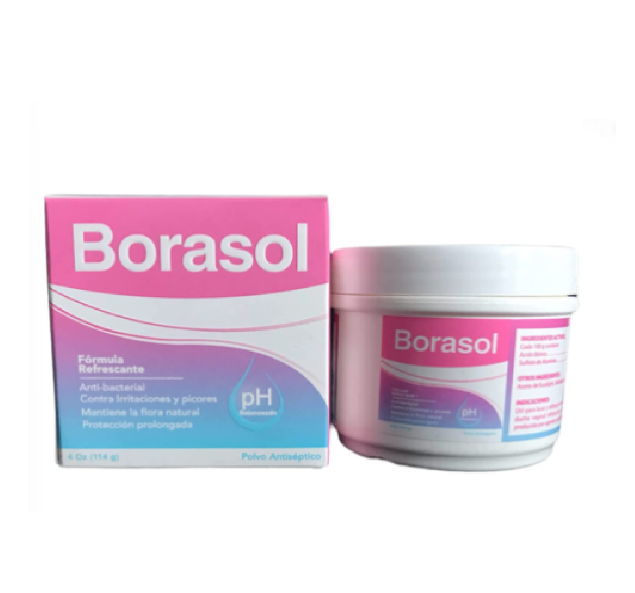 Antiséptico Polvo Desodorante Refrescante borasol y lavado vaginal 4 OZ